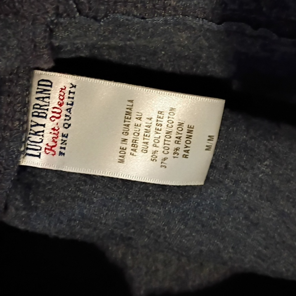 Lucky Brand 3/4  Sleeve Woman Shirt Size M Blue with Orange Butterfly - Picture 4 of 6